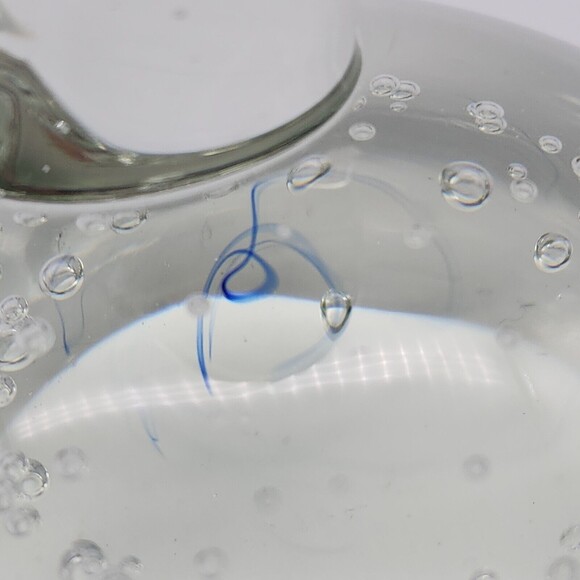 Duck Swimming Art Glass Paperweight with Controlled Bubbles Clear Glass - Picture 7 of 13